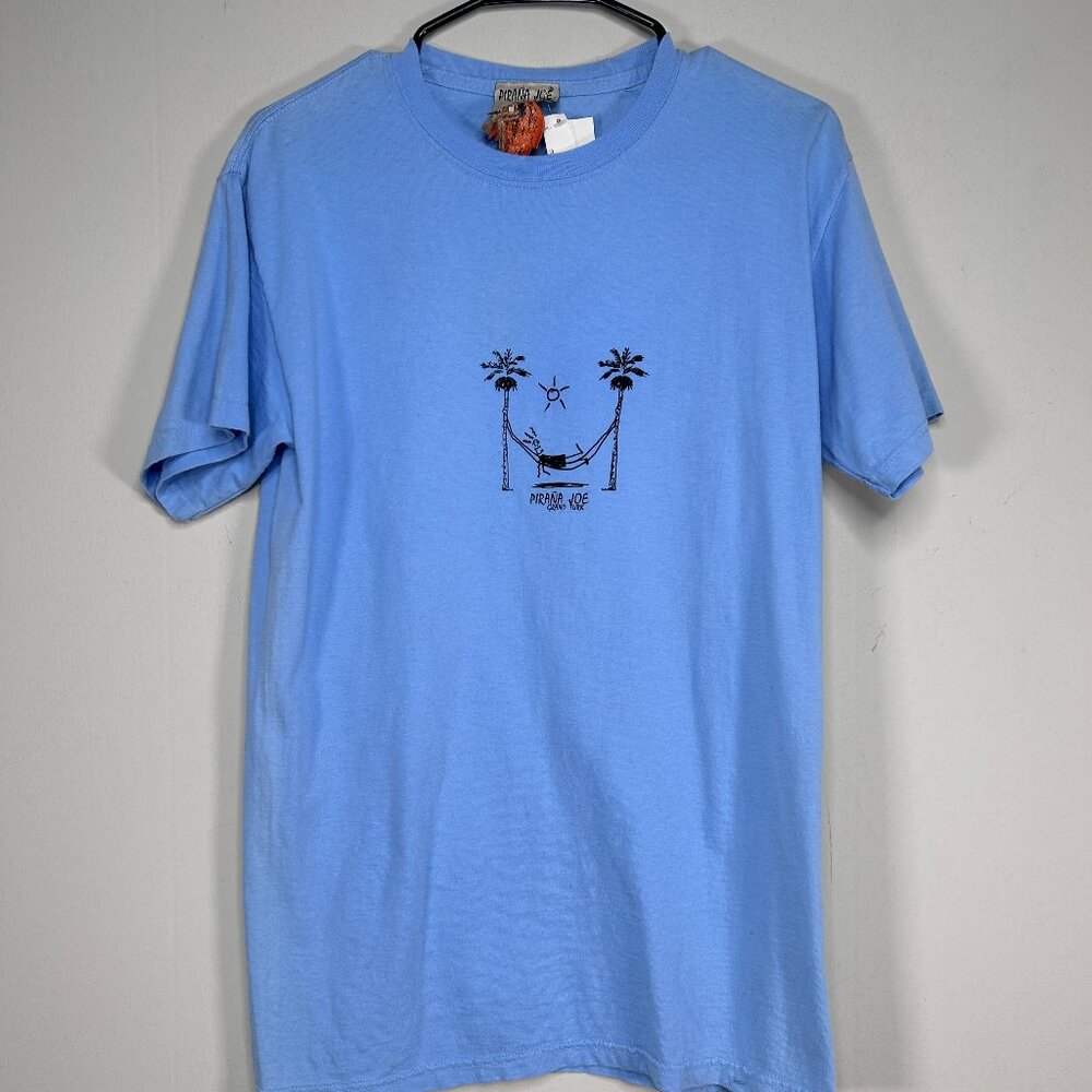 Pirana Joe Grand Turk Shortsleeve Shirt Top Men's Small Blue Casual NWT